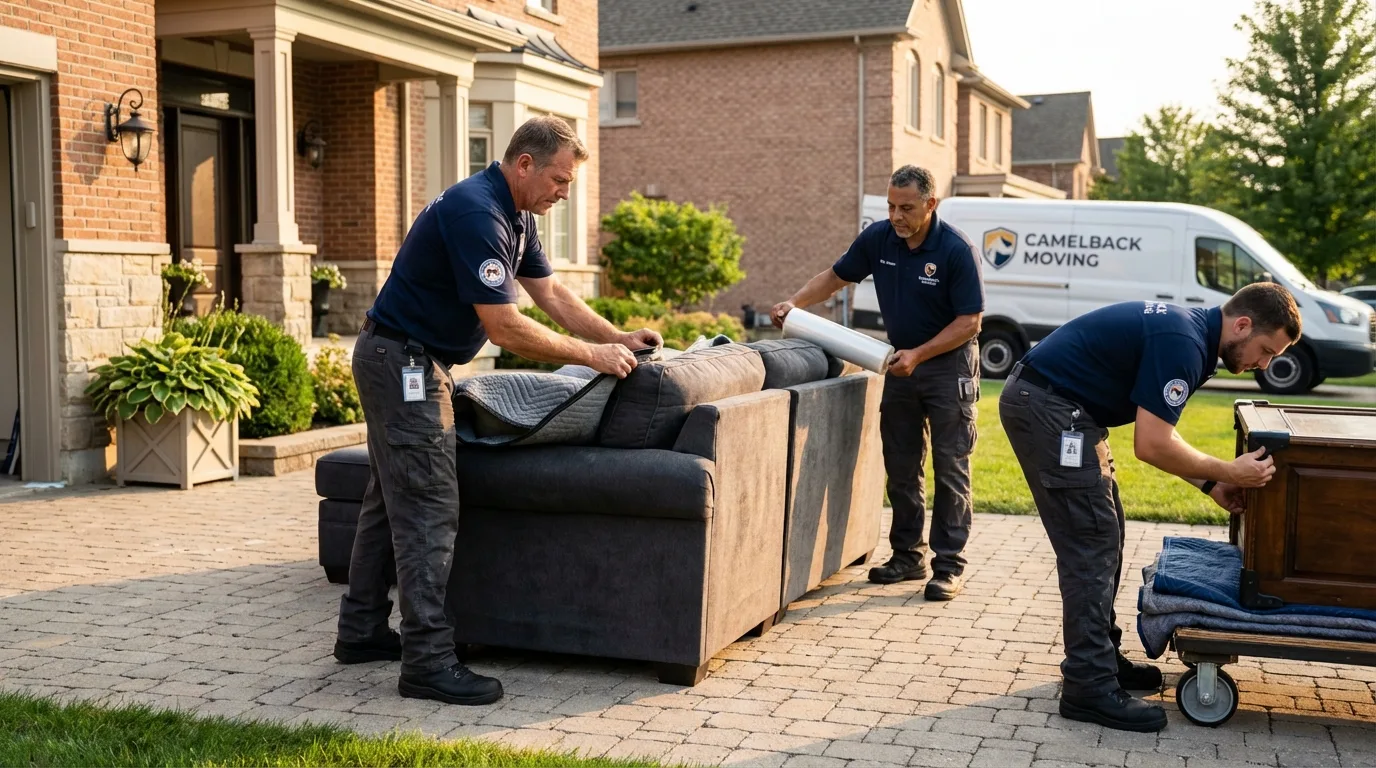 Large estate moving crew wrapping furniture in Garrettsville, OH