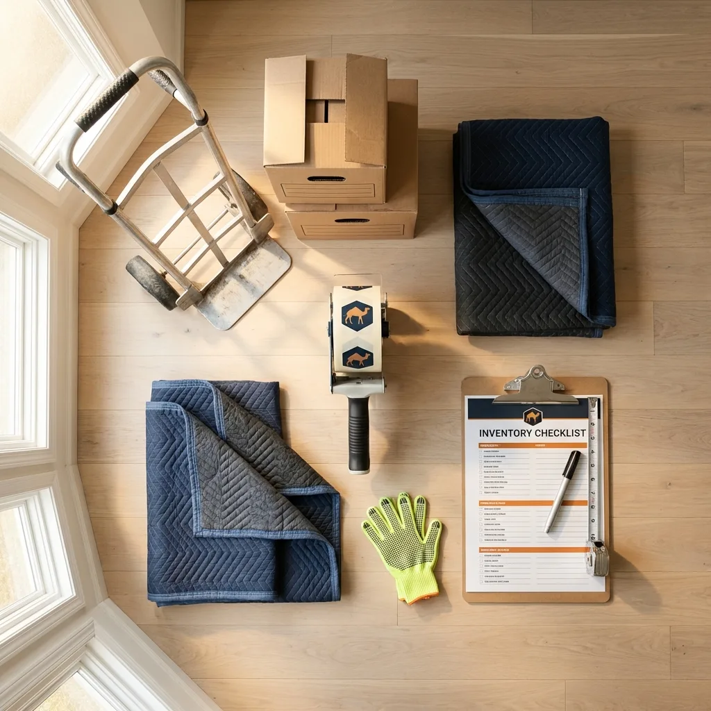 Professional moving supplies and packing materials layout for Garrettsville residential relocations